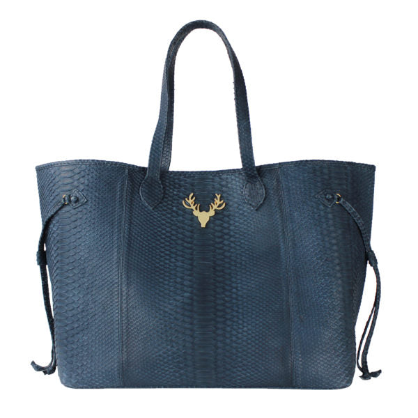 Navy Metallic Python Liz Traveler Tote--Final Sale